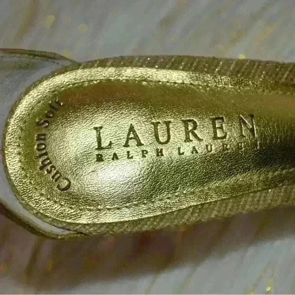Lauren Ralph Lauren Size 10B Samantha Foot And Ankle Strap Gold Stiletto - Picture 3 of 8